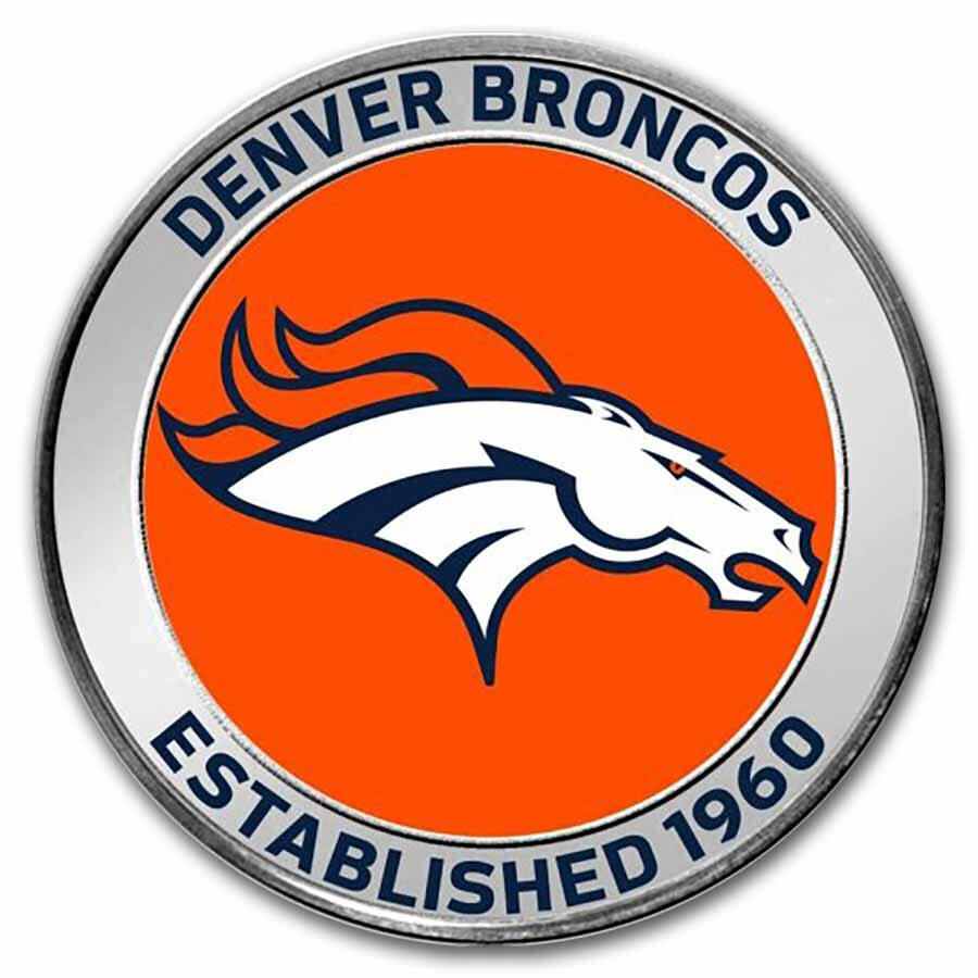 NFL Denver Broncos 1 oz Silver Colorized Round (w/Box)