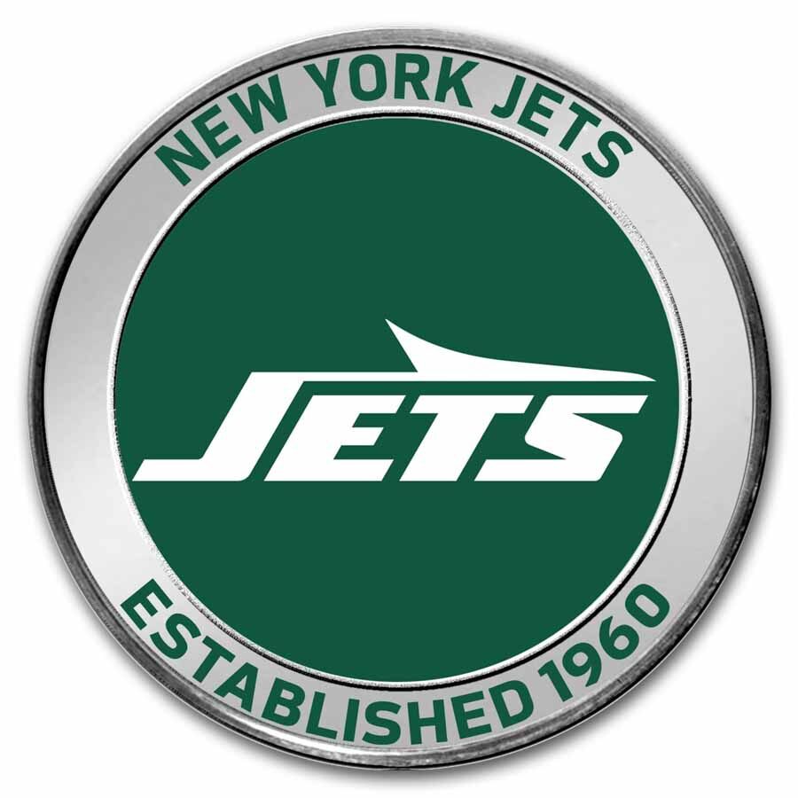 NFL New York Jets 1 oz Silver Colorized Round (w/Box)