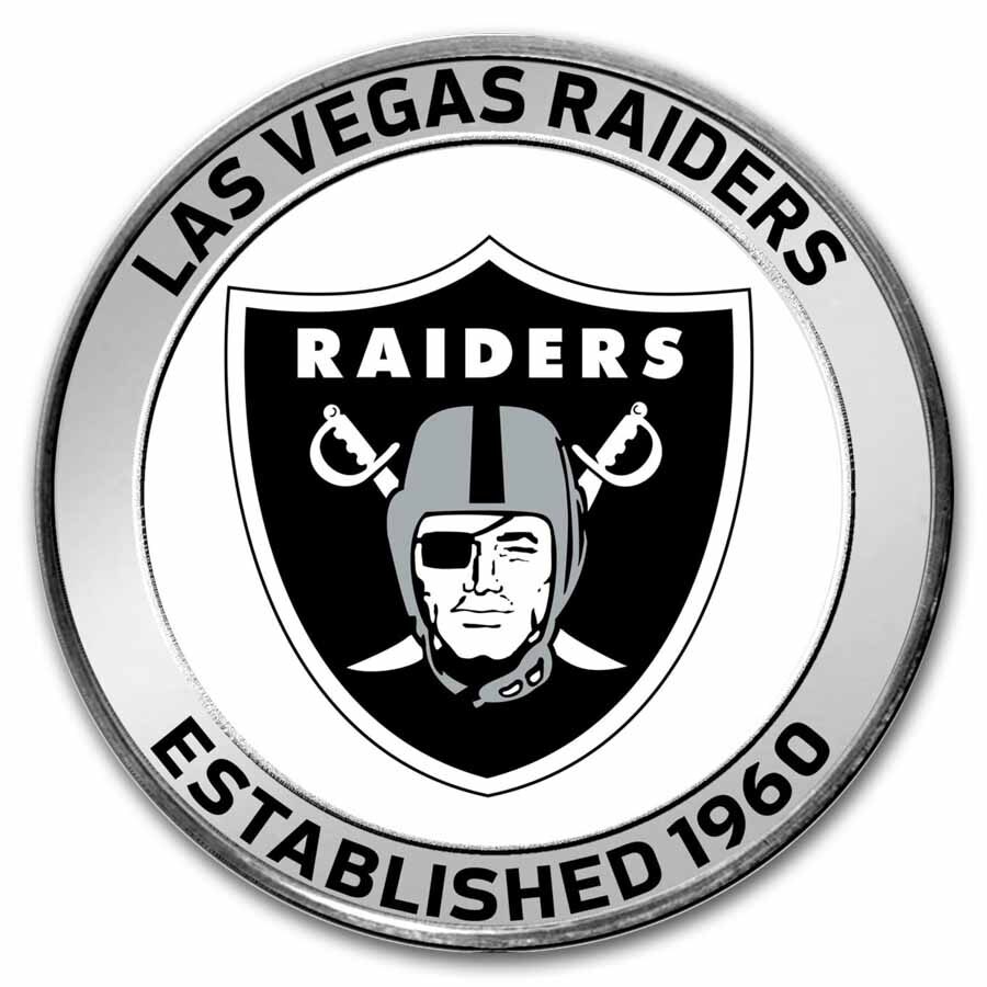 NFL Las Vegas Raiders 1 oz Silver Colorized Round (w/Box)