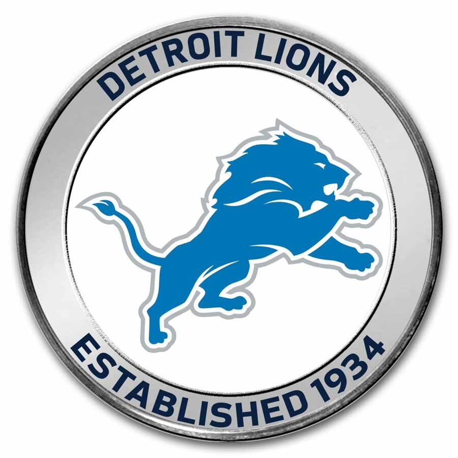 NFL Detroit Lions 1 oz Silver Colorized Round (w/Box)