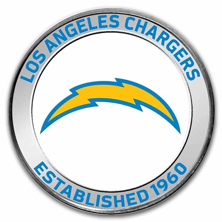 NFL Los Angeles Chargers 1 oz Silver Colorized Round (w/Box)