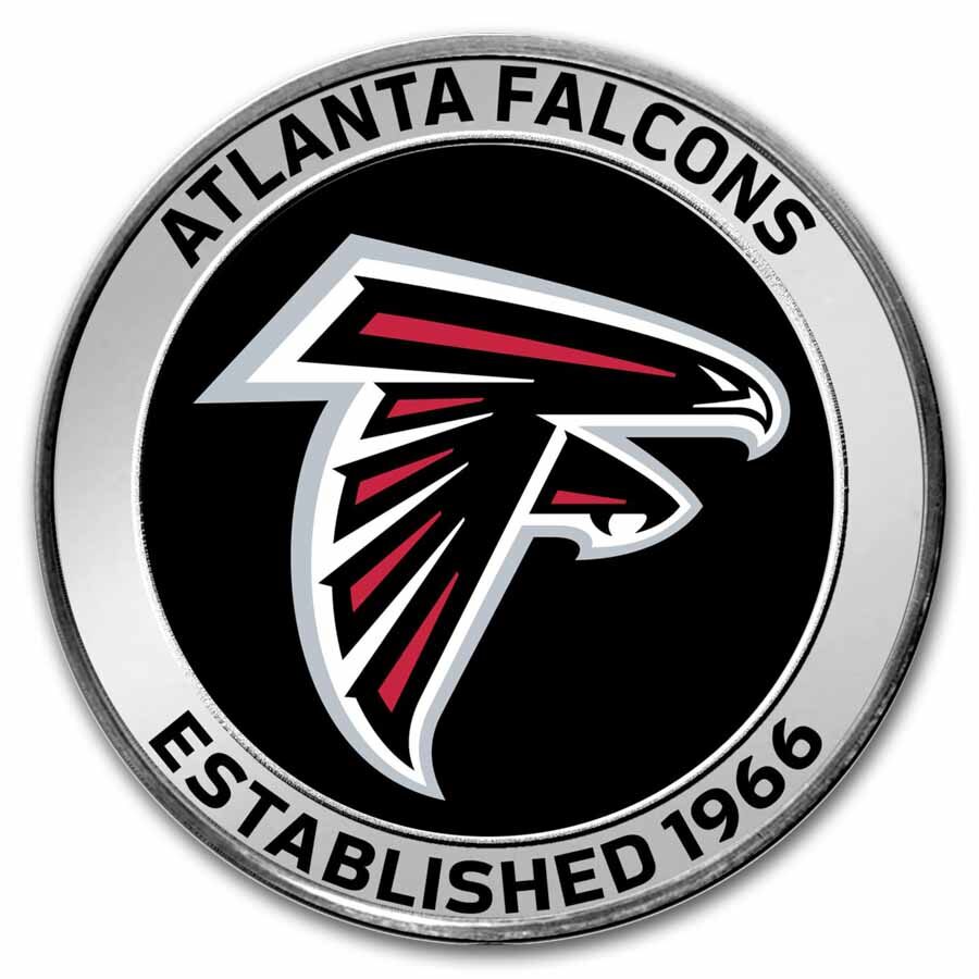 NFL Atlanta Falcons 1 oz Silver Colorized Round (w/Box)