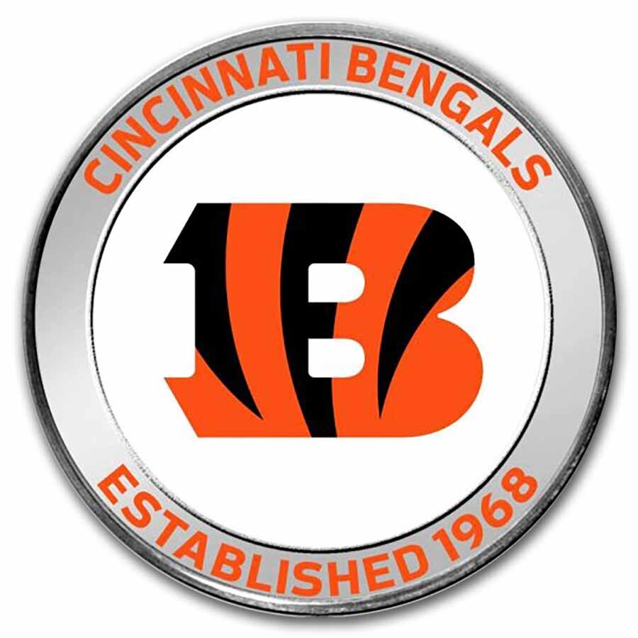 NFL Cincinnati Bengals 1 oz Silver Colorized Round (w/Box)