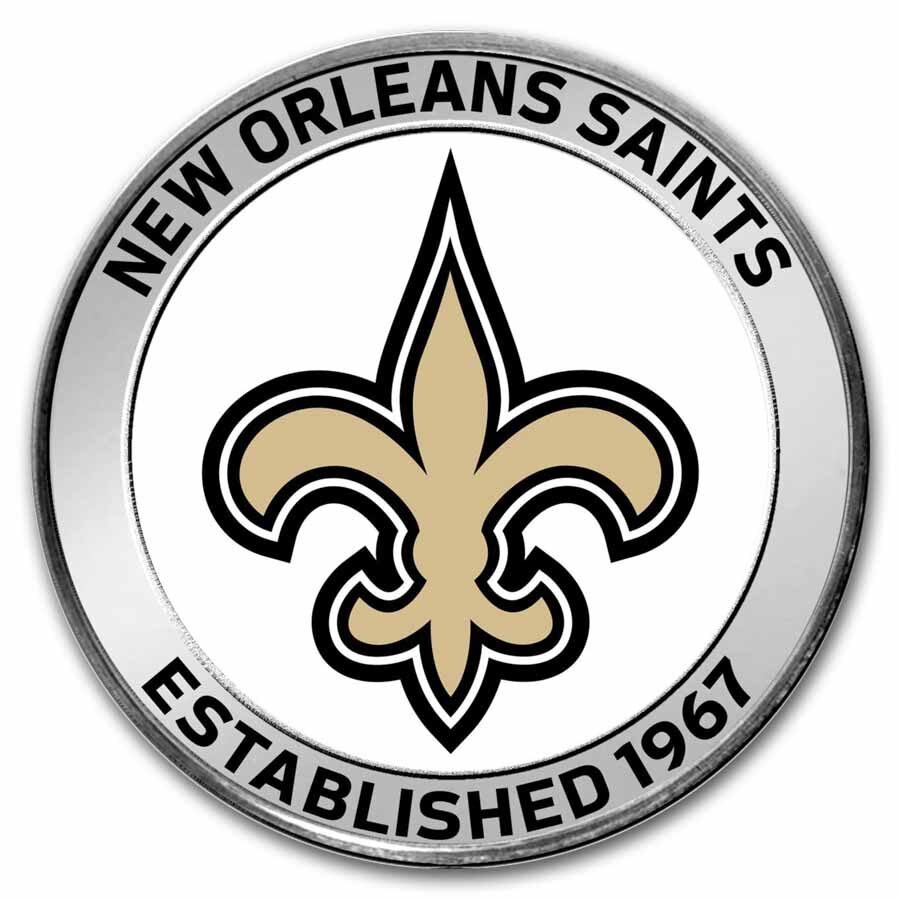 NFL New Orleans Saints 1 oz Silver Colorized Round (w/Box)