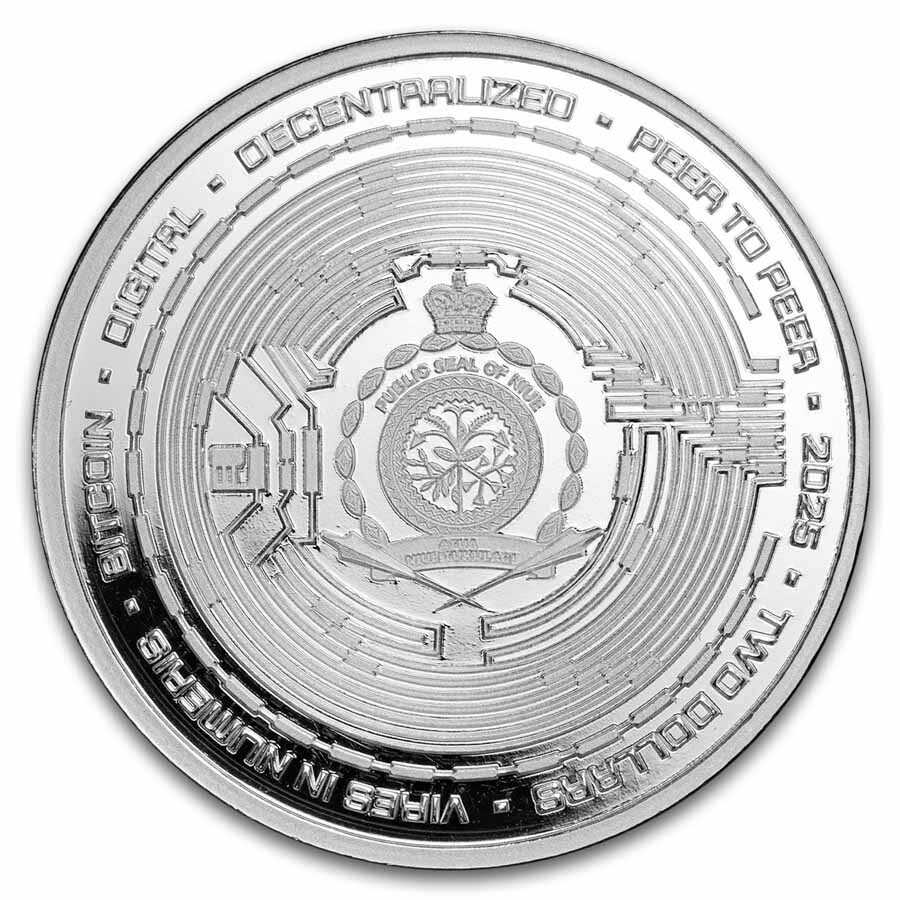 2025 Niue 1 oz Silver $2 Bitcoin Colorized