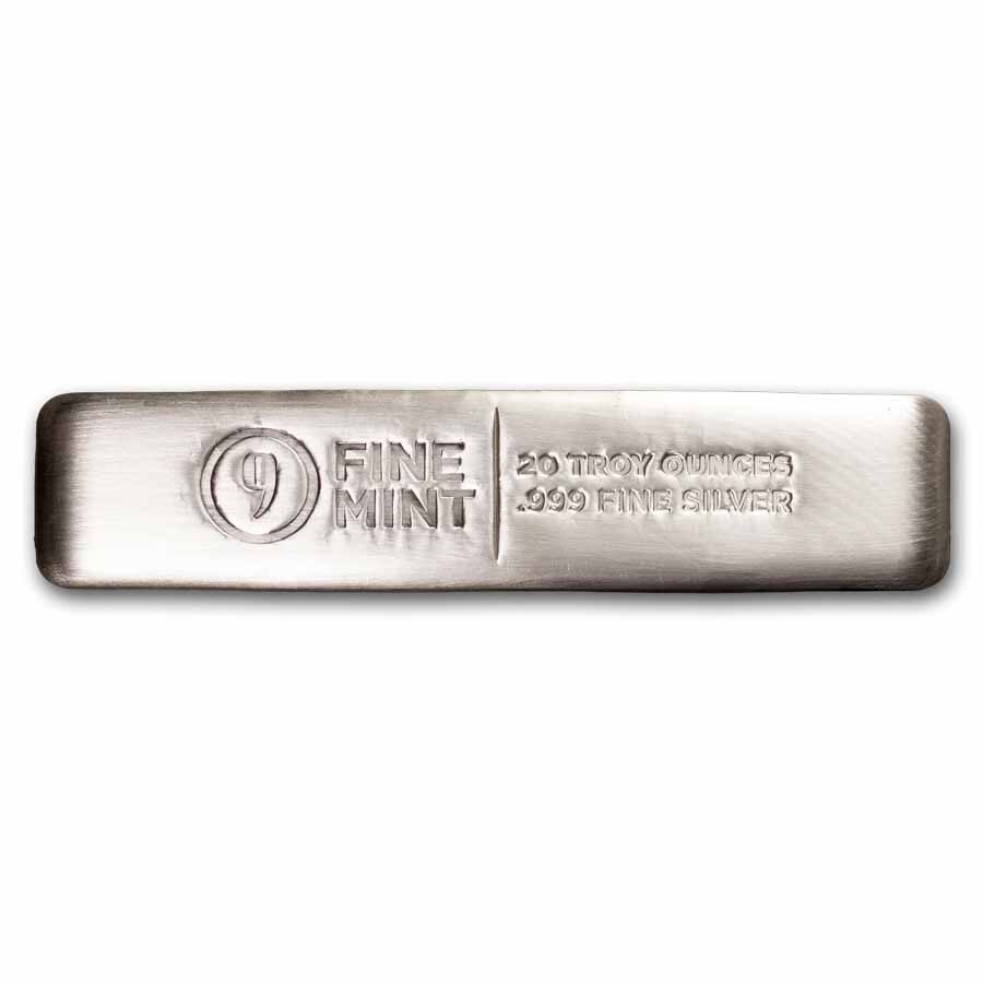 20 oz Cast-Poured Silver Long Bar - 9Fine Mint