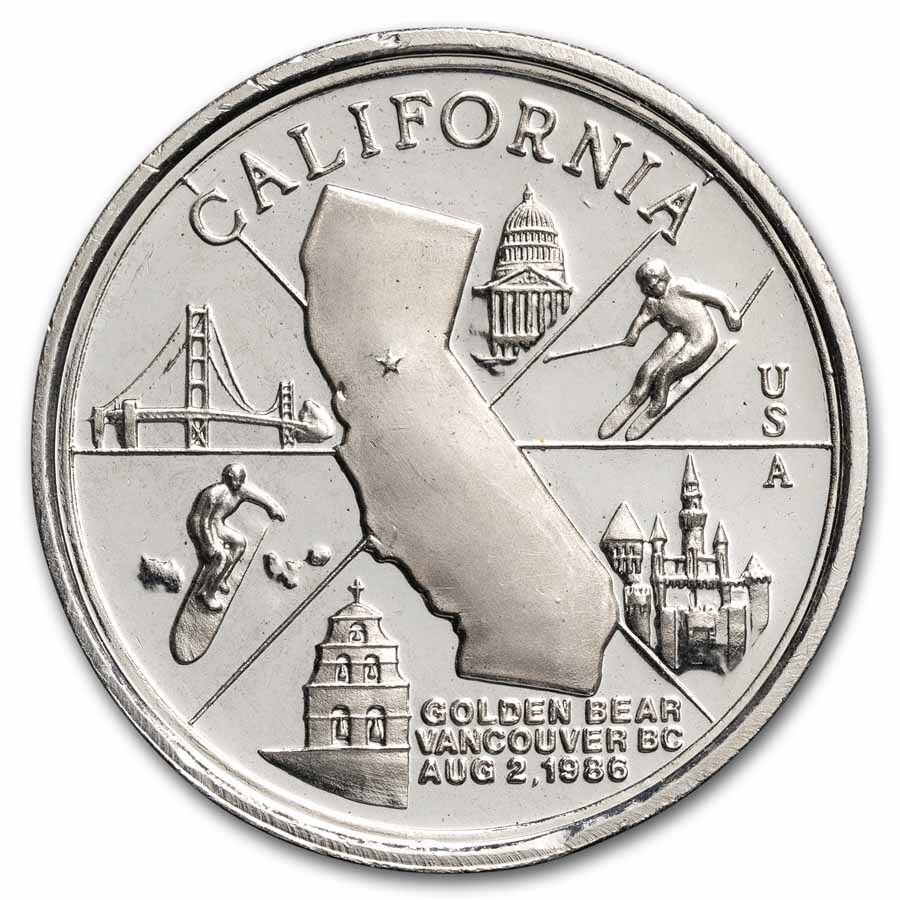 1 oz Silver Round - 1985 Rarities Mint (California Motif)