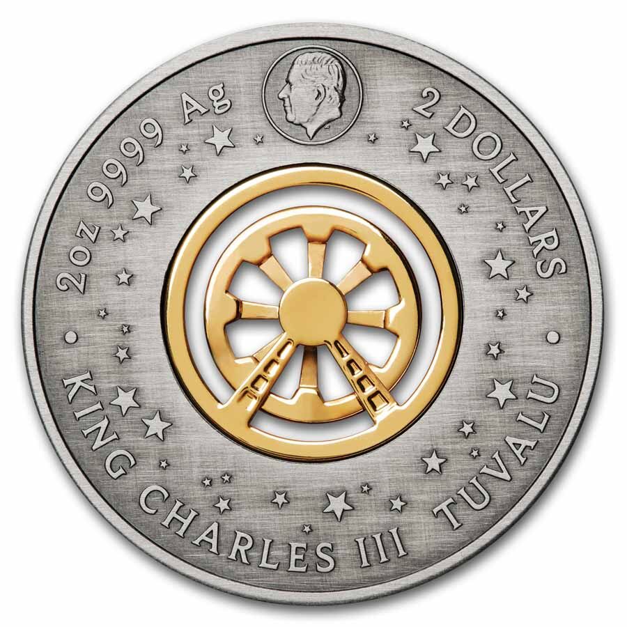 2025 Tuvalu 2 oz Silver Colorized & Antiqued Ferris Wheel (Box)