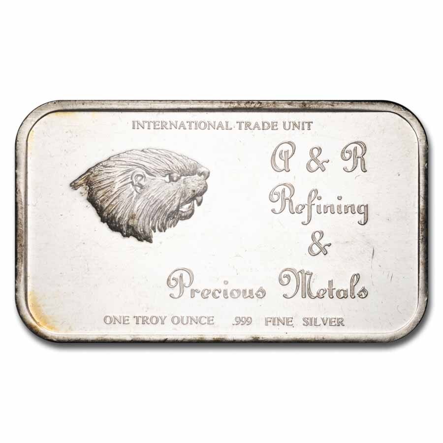 1 oz Silver Bar - Vintage Beaver A&R Refining & Precious Metals