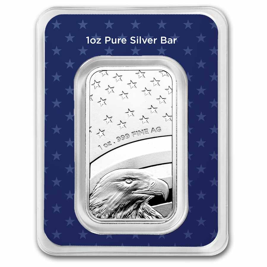 1 oz Silver Bar - American Flag Design in Stars & Stripes TEP