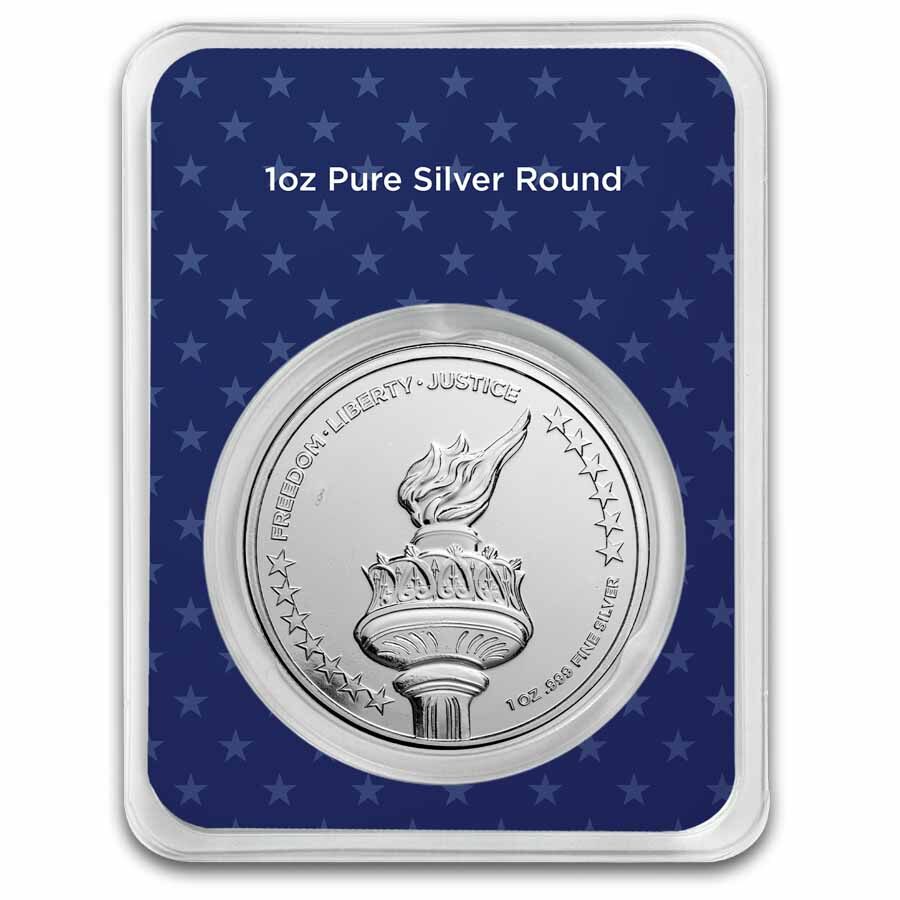 1 oz Silver Round - Statue of Liberty in Stars & Stripes TEP