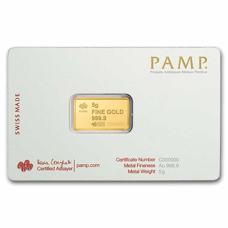 5 gram Gold Bar – PAMP America the Free: Liberty Bell (Assay)