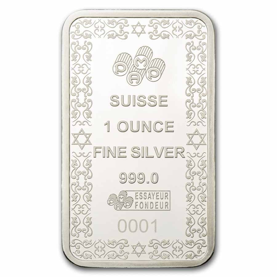1 oz Silver Bar - PAMP Suisse Star of David