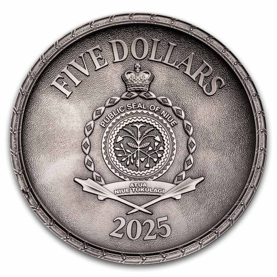 2025 Niue 2 oz Silver Ghisi Shield High-Relief Coin