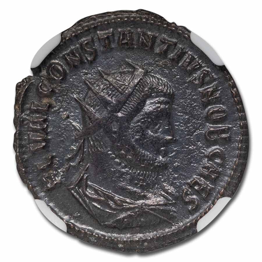 Roman Silvered Aurelianianus Emp Constantius I 305-306 AD VF NGC