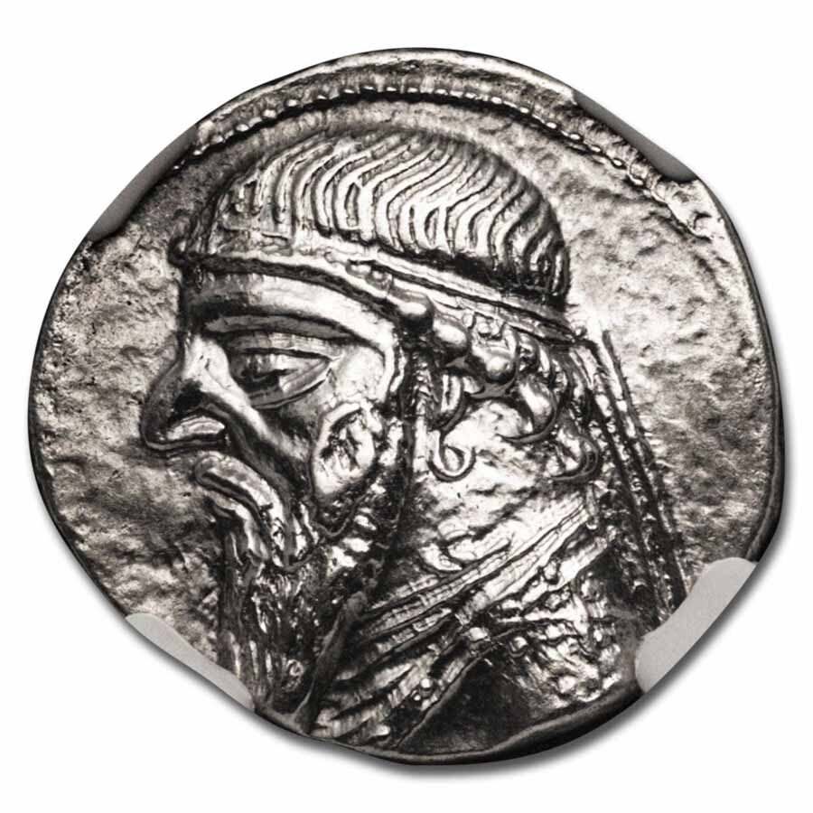 Parthian Empire AR Drachm Mithradates II (121-91 BC) AU NGC