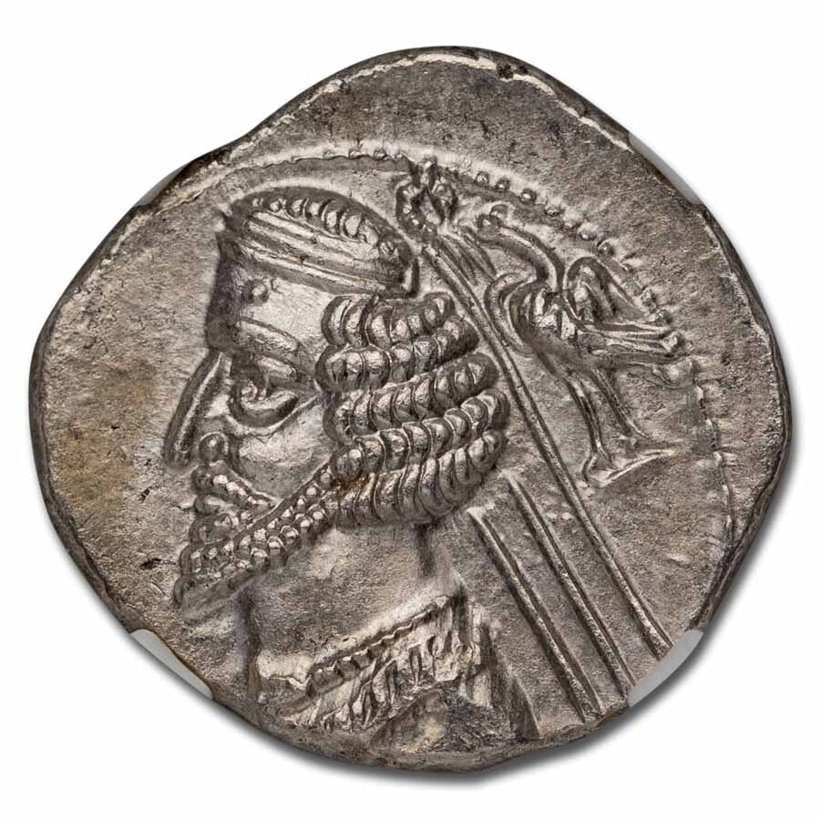 Parthian Empire Phraates IV Silver Drachm (38-2 BC) MS NGC