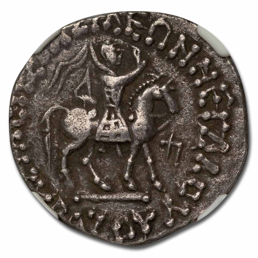 Indo-Scythian AR Tetradrachm Azes I/II c.58 BC Ch VF NGC