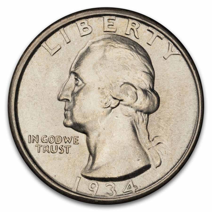 1934 Washington Quarter BU (Medium Motto)