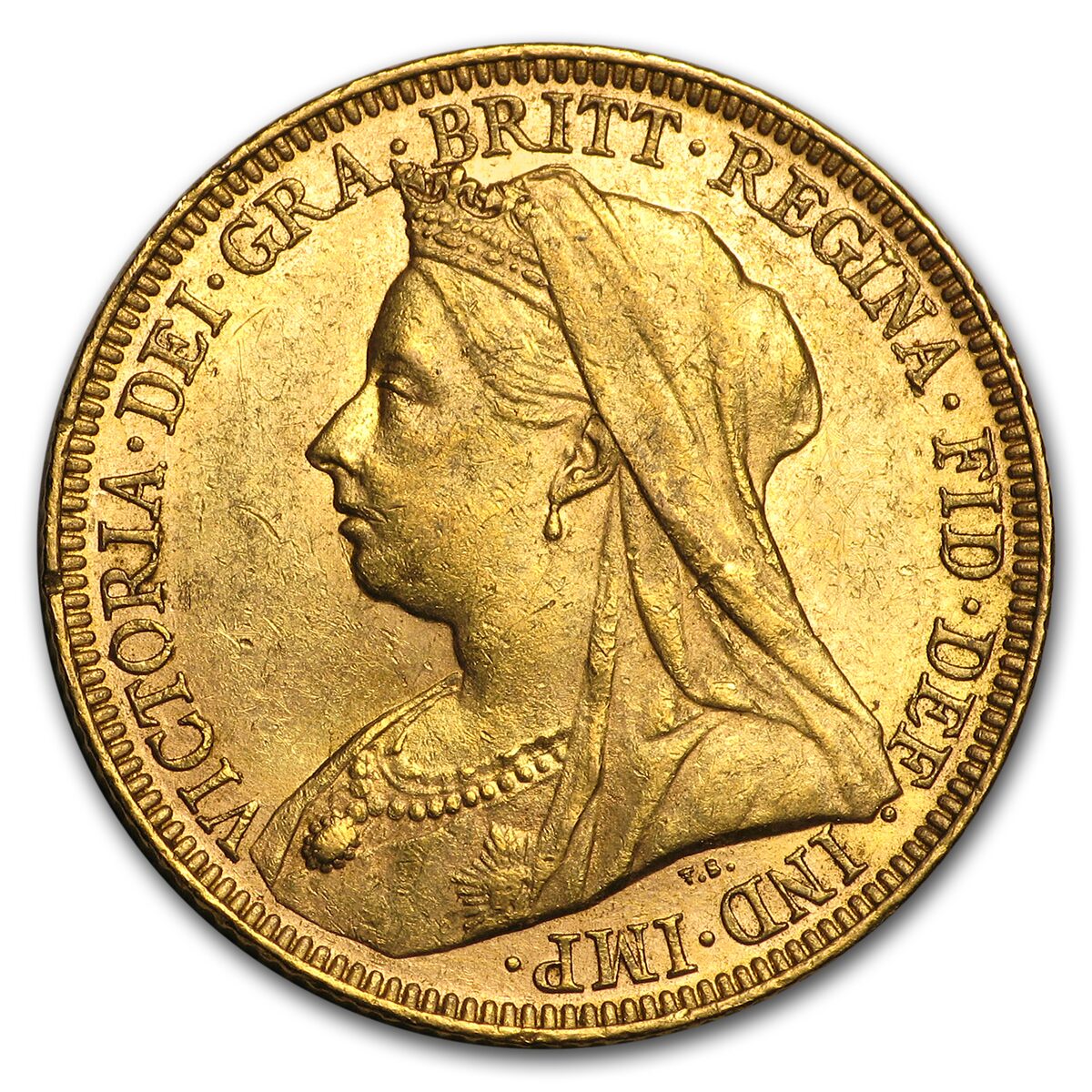 1893-1901 Great Britain Gold Sovereign Victoria Veil Head AU
