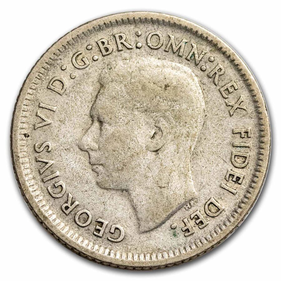 1946-1952 Australia Silver 6 Pence George VI Avg Circ