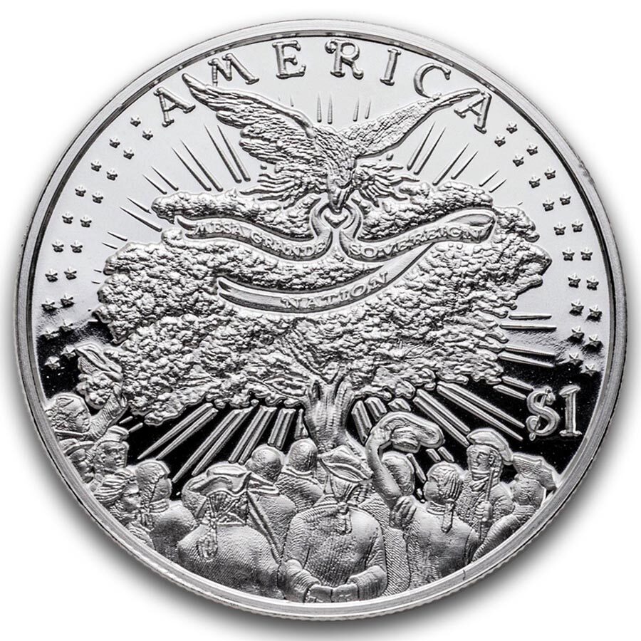 2025 1 oz Ag $1 Revolution: Lexington & Concord (Colorized)
