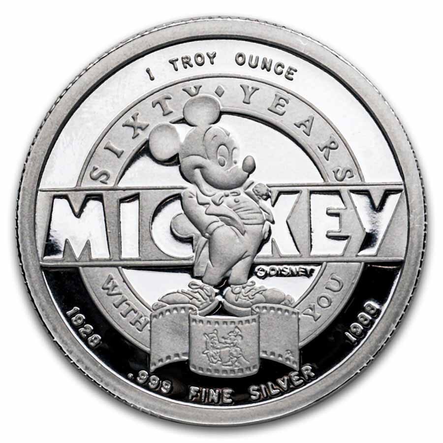 1 oz Silver Round - Mickey Mouse 60 Years Mouse Club