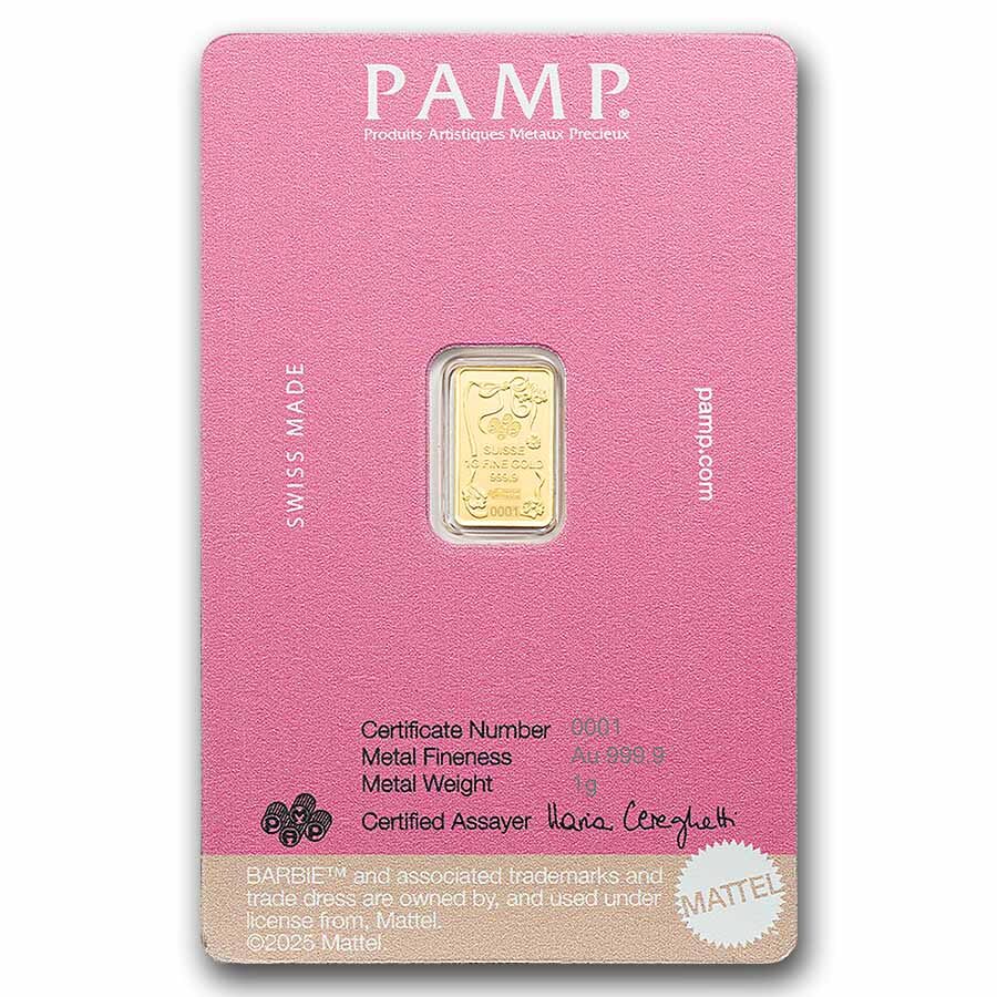 1 gram Gold Bar - PAMP Barbie™ (In Assay)