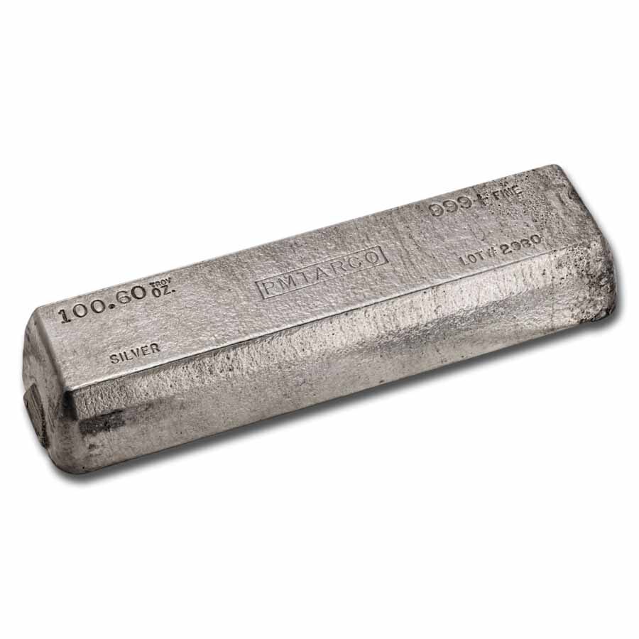 100.60 oz Silver Bar - Vintage PMTARCO