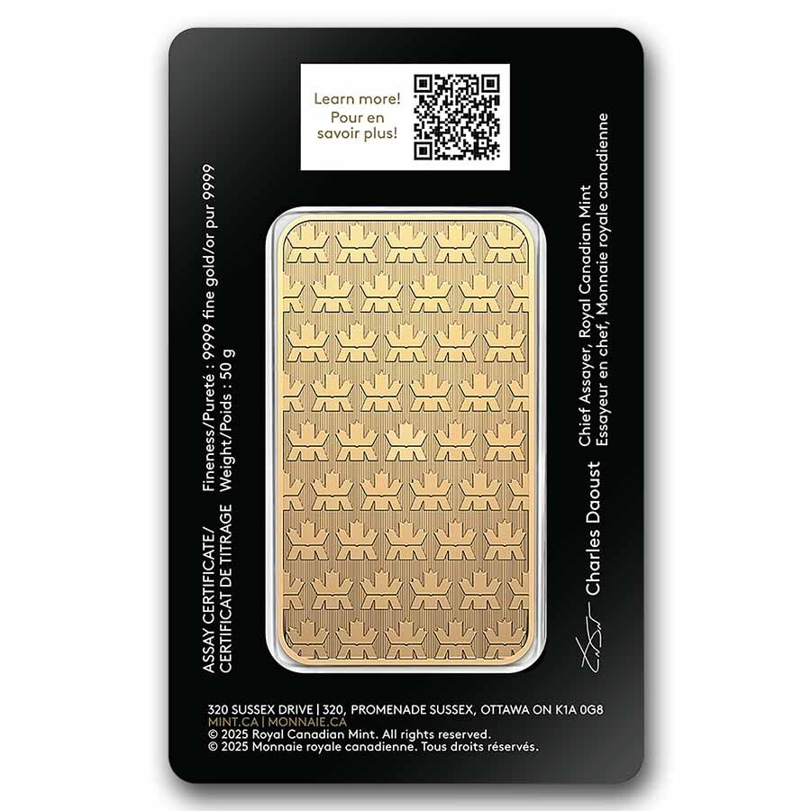 50 gram Gold Bar - Royal Canadian Mint (In Assay)