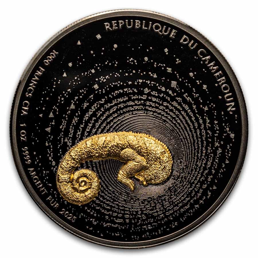 2025 Republic of Cameroon 1 oz Silver Herpeton: Chameleon