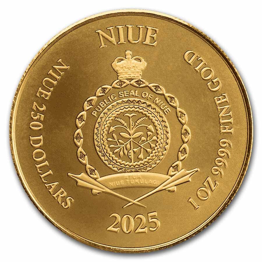 2025 Niue 1 oz Gold Proof-Like Lady Justice Coin