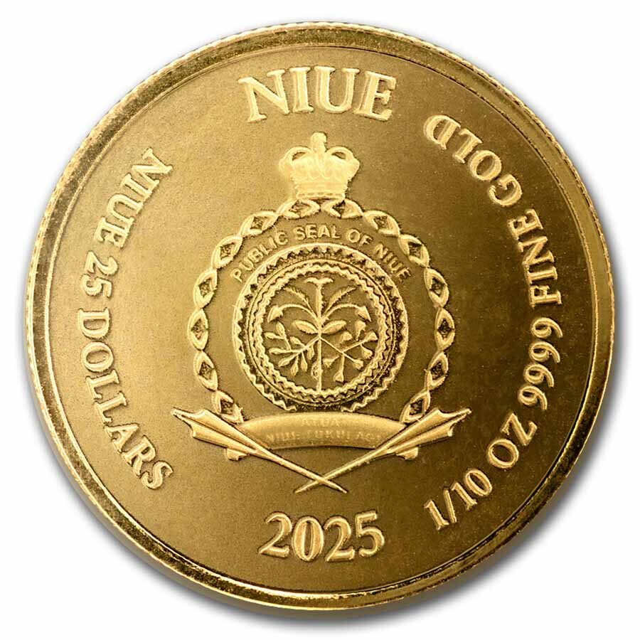 2025 Niue 1/10 oz Gold Proof-Like Lady Justice Coin