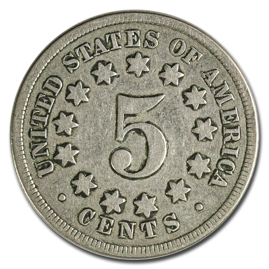 1869 Shield Nickel Fine