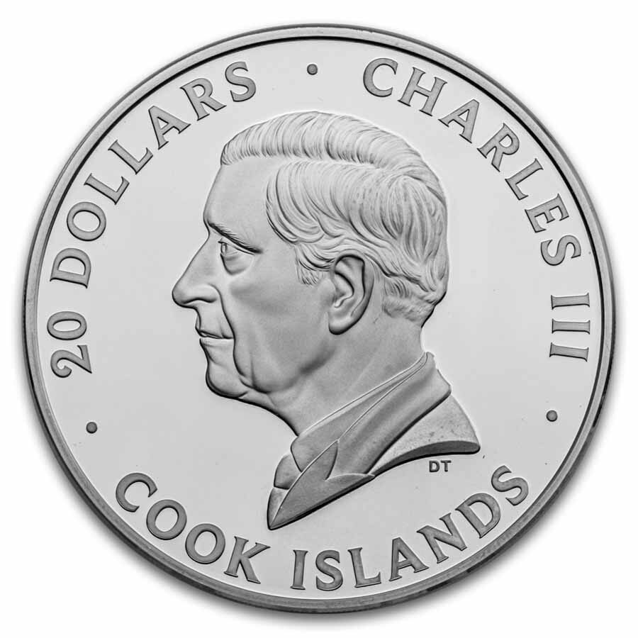 2025 Cook Islands 3 oz Silver Proof Silver Bursts Rhino