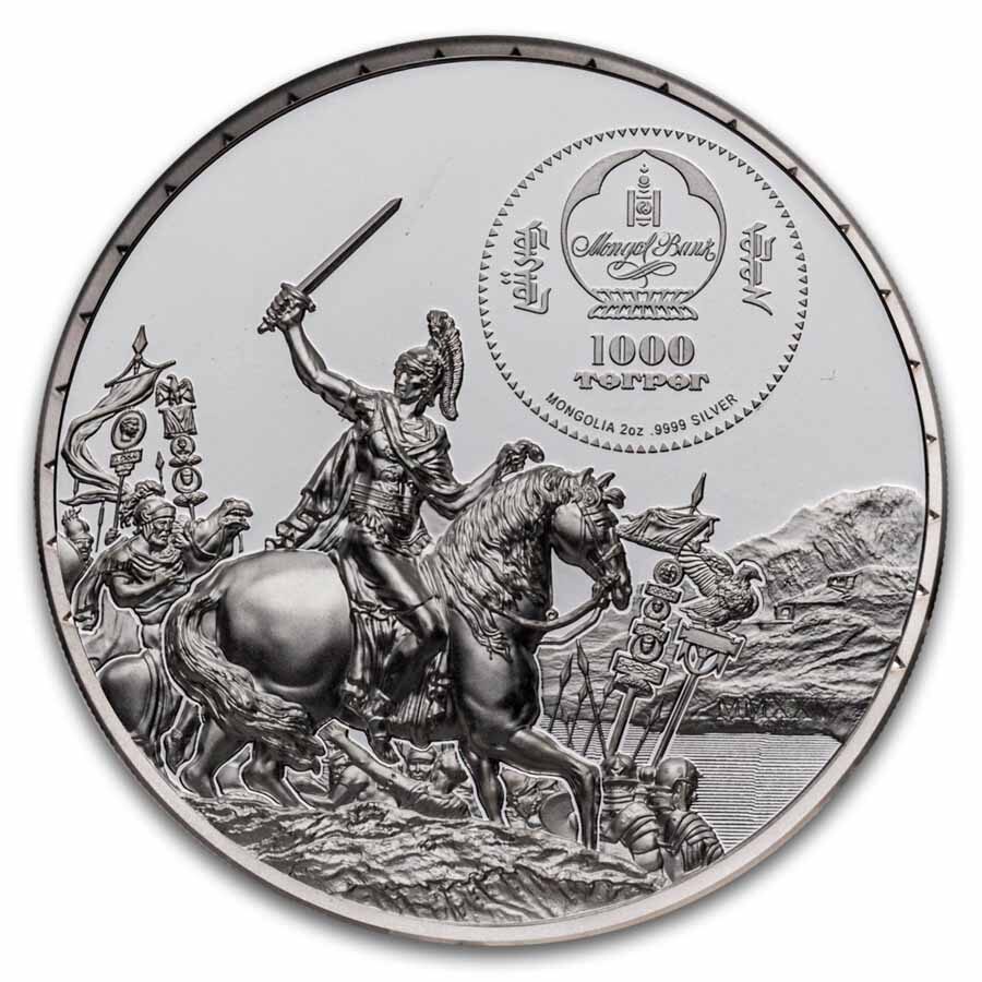 2025 Mongolia 2 oz Silver Enemies in History: Caesar vs. Brutus