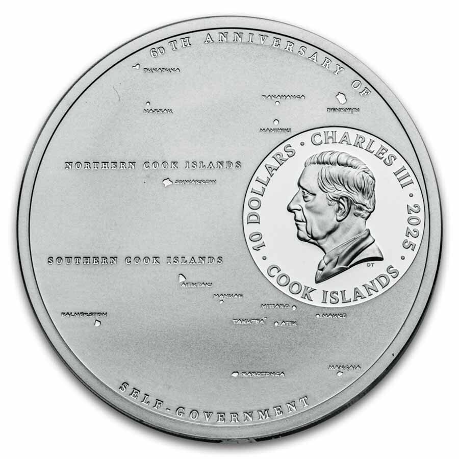 2025 Cook Islands 2 oz Silver 60 Years of Self-Government