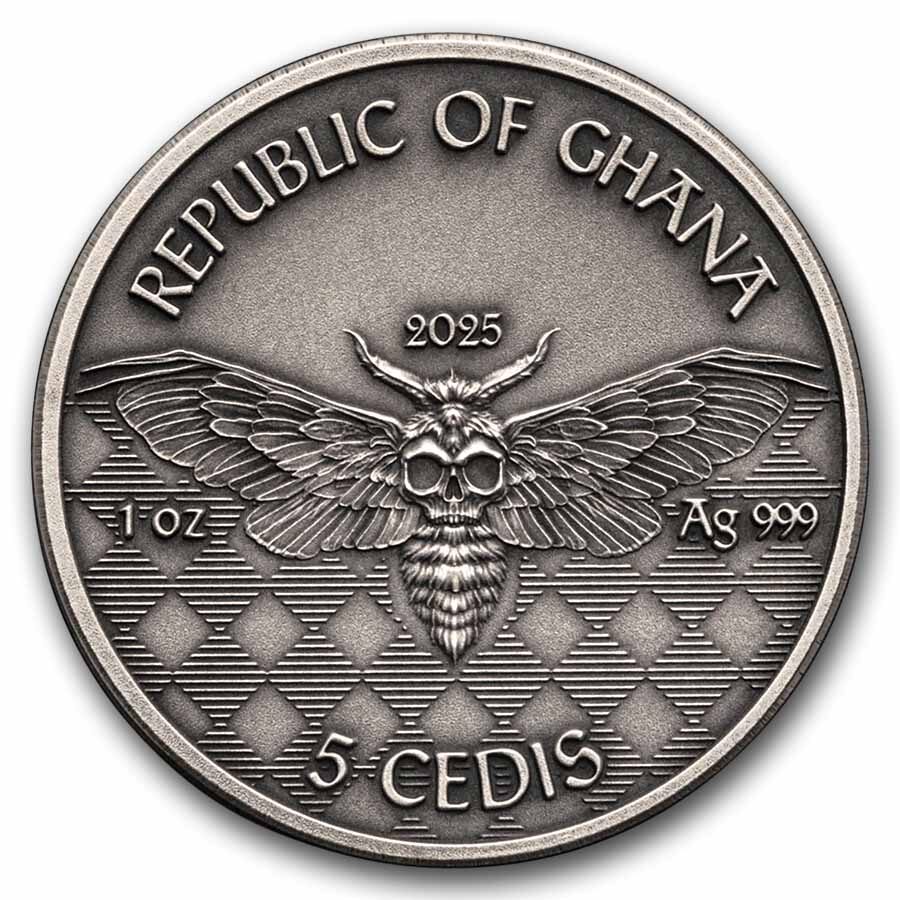 2025 Republic of Ghana 1 oz Silver Antique Memento Mori: Gangster