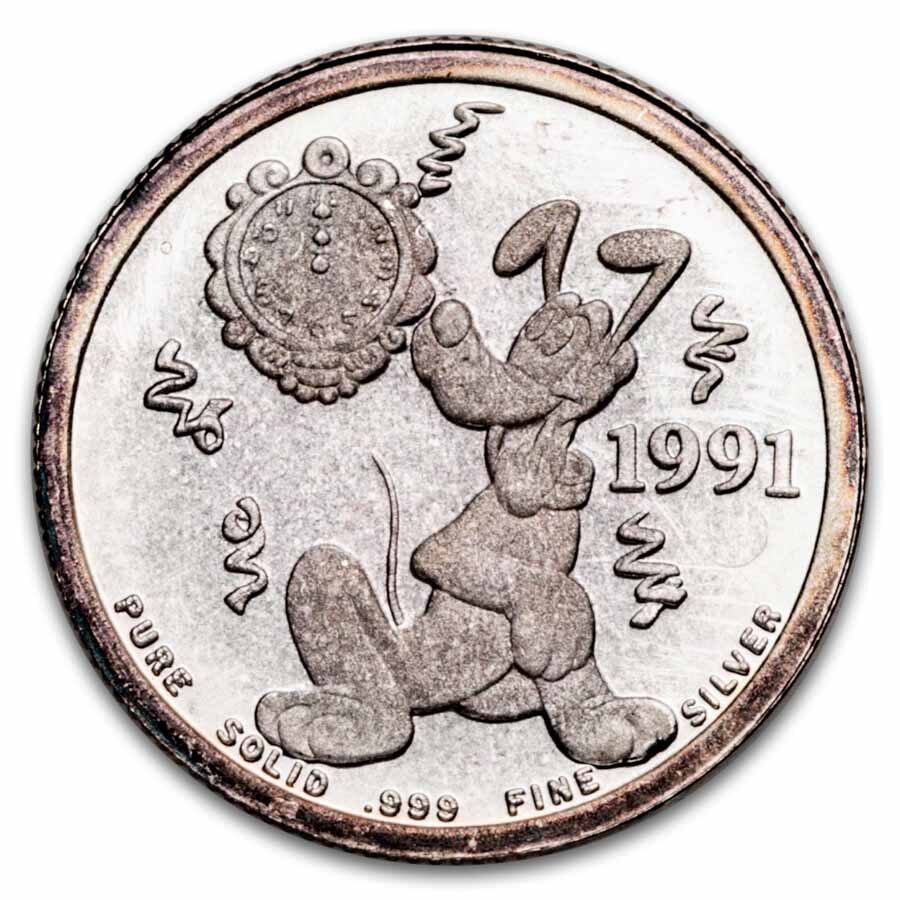 1/10 oz Silver Round - 1990 Mickey's Holiday Treasures (Rarities)