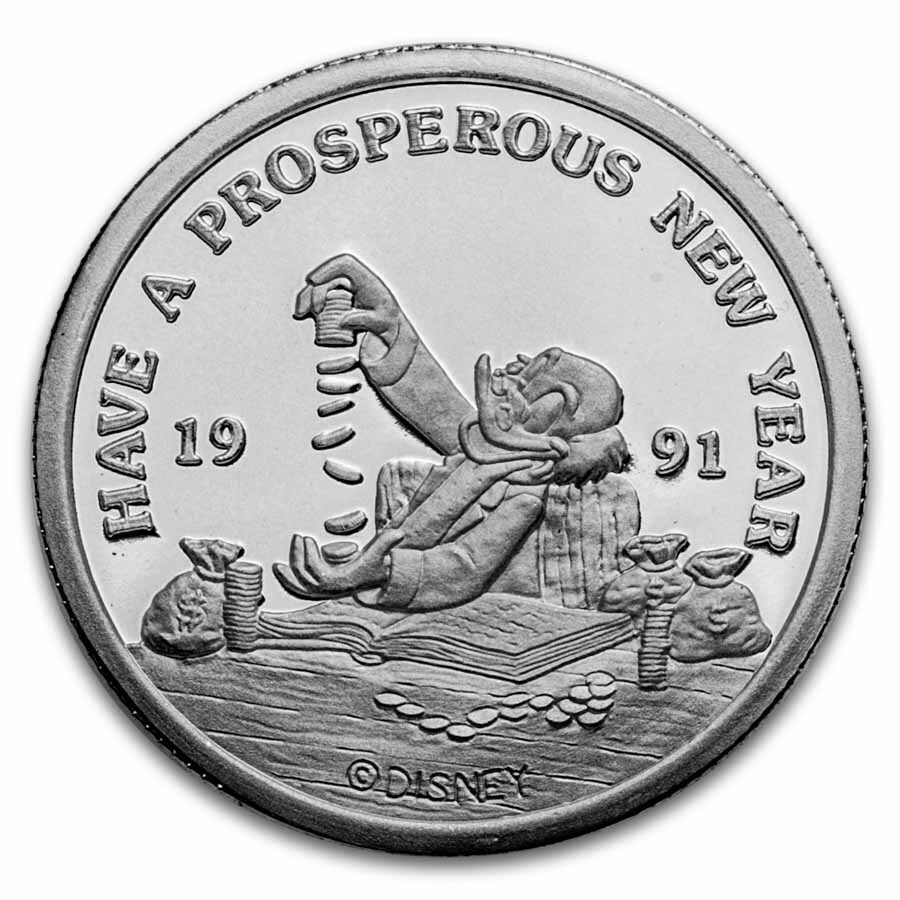 1 oz Silver Round - 1990 Mickey's Holiday Treasures (Rarities)