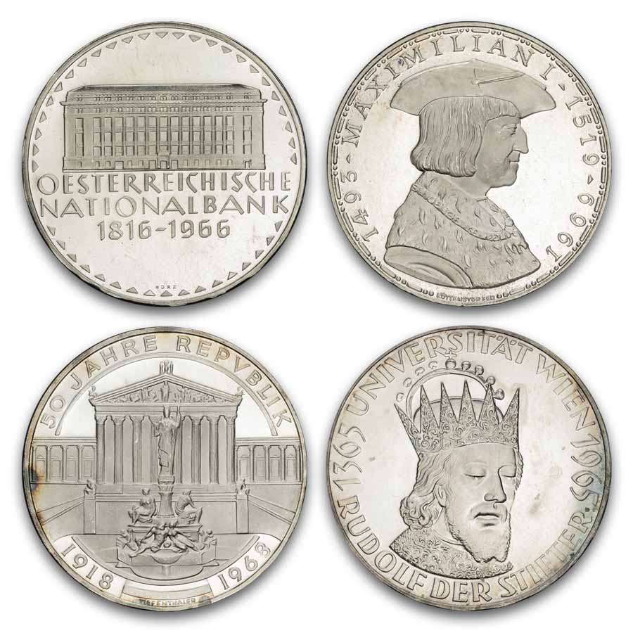 1959-1973 Austria Silver 50 Schilling Commemoratives Proof