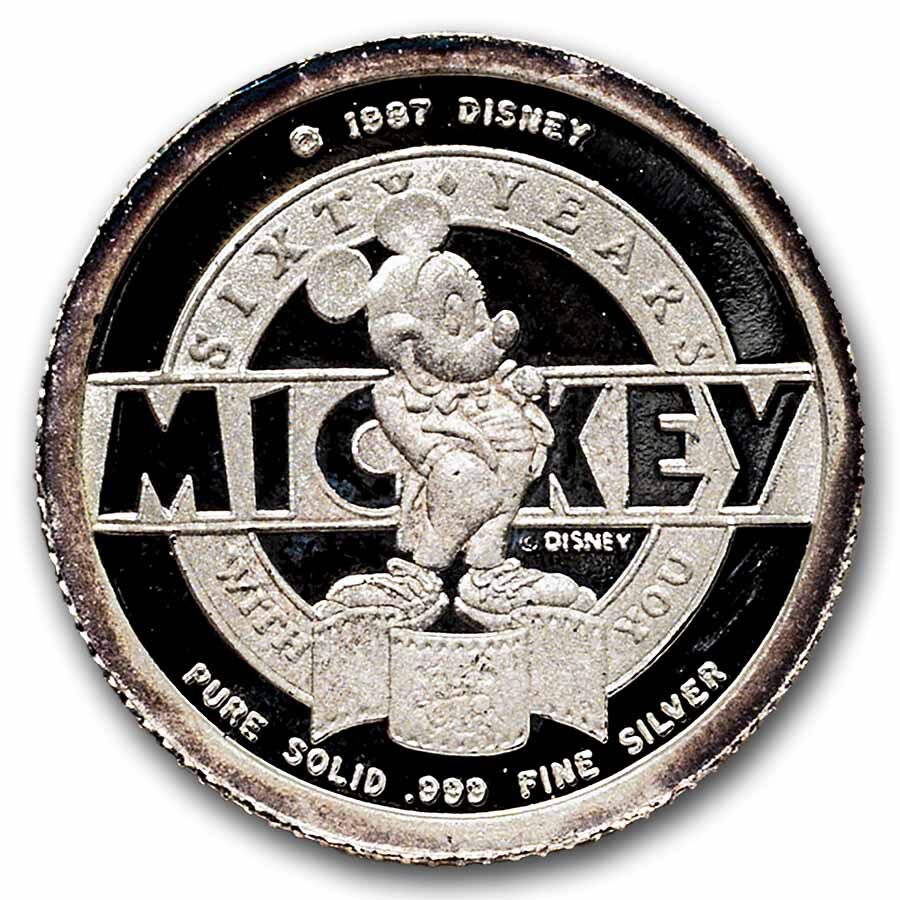 1/10 oz Silver Round - 1987 Mickey 60 Years With You (Rarities)