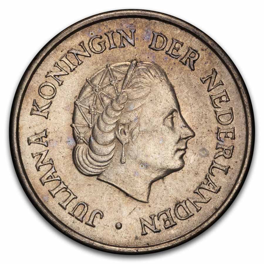 1954-1970 Netherlands Antilles Silver 1/4 Gulden AU/BU