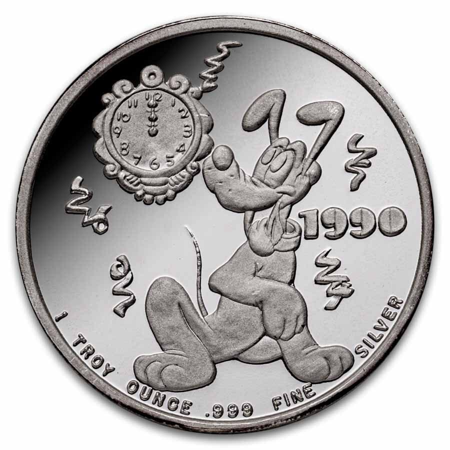 1 oz Silver Round - 1990 Mickey's Holiday Treasures (Rarities)