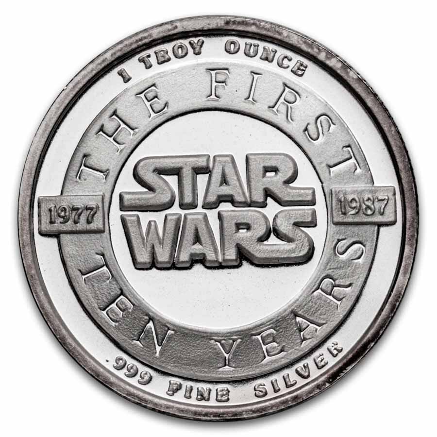 1 oz Silver Round - 1987 Rarities Mint Star Wars (Luke & Leia)