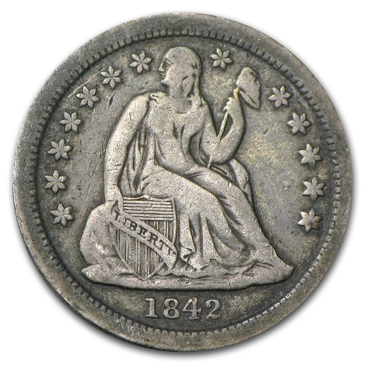 1842 Liberty Seated Dime VF
