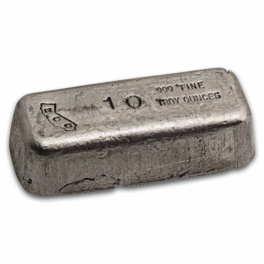 10 oz Silver Bar - Vintage Riverside Coin & Gold (RCG)