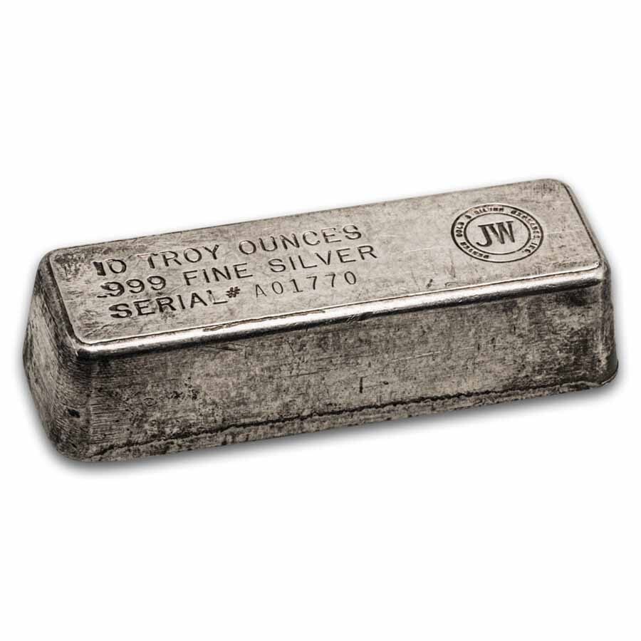 10 oz Silver Bar - Vintage JW Denver Gold & Silver Exchange