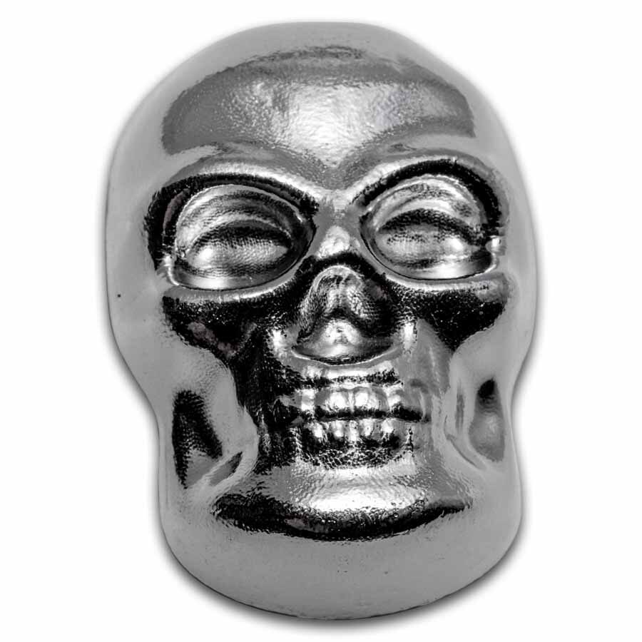 10 oz Cast-Poured Silver Skull