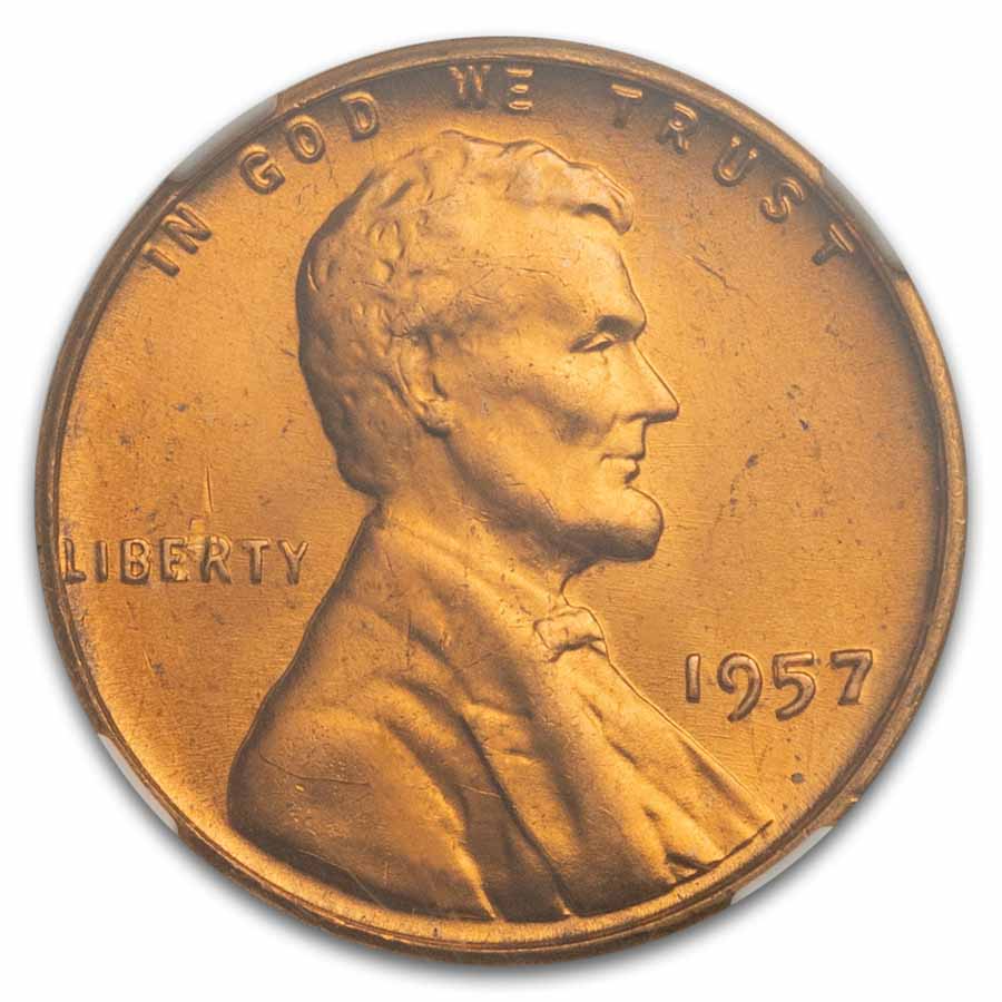 1957 Lincoln Cent MS-66 NGC (Red)